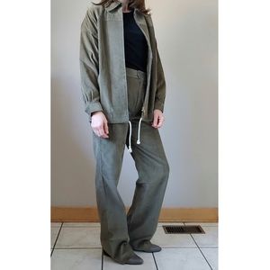Ports International Set Corduroy Pants and Jacket Pantsuit Size Small Sage Green